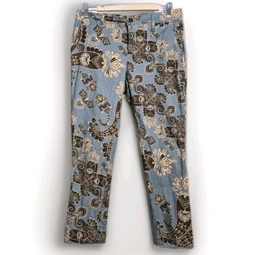 Asos‎ Pants Womens Size 32x30 Brown Gray Paisley Pockets Straight Fly Button